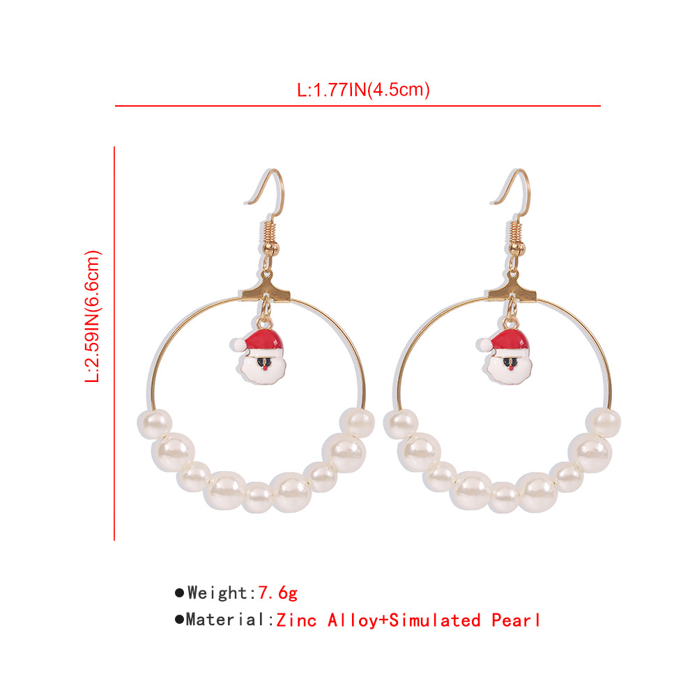 Exaggerated Large Circle Size Pearl Pearl Christmas Tree Elk Earrings For Women Hot Sale display picture 8