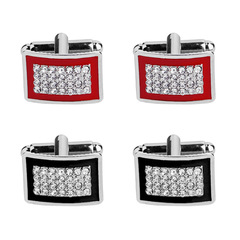 Wish best-selling versatile European and American-style geometric rectangular rhinestone-embedded oil-drop French shirt cufflinks—accessories from Yiwu