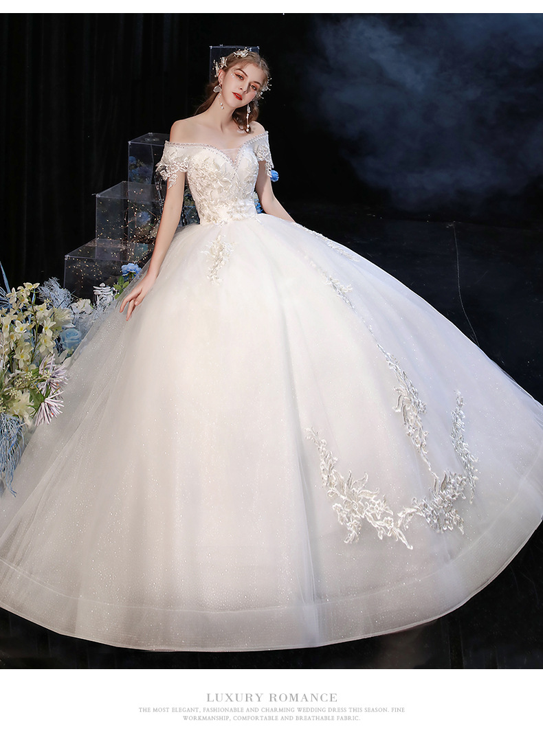 ChicShe ChicShe ChicShe ChicShe 2025 New Off-Shoulder Princess Dreamy Bridal Gown Wedding Plus Size Luxurious Fairy Starry Sky White_voghion.com