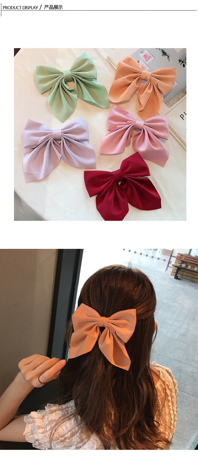 Korean Hairpin Headdress Solid Color Bow Duckbill Clip Hairpin Wholesale display picture 2