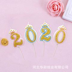 批發生日蛋糕數字字母皇冠金粉手工創意派對金色周歲寶寶蠟燭
