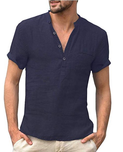Men's Solid Color Simple Style V Neck Short Sleeve Loose Men's Tops display picture 4