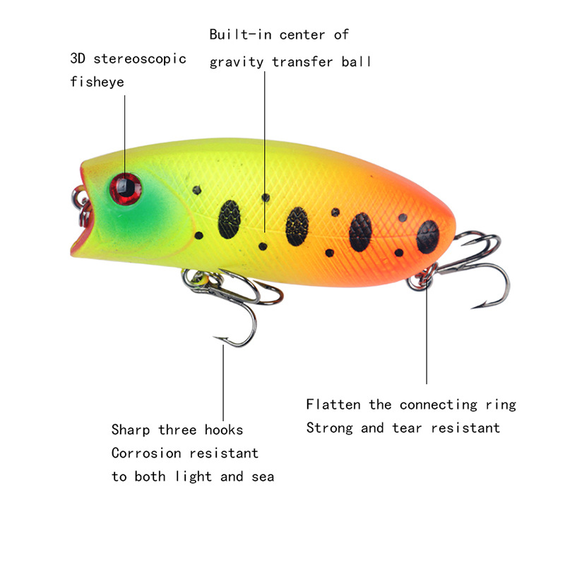 Small Popper Fishing Lure Hard Baits Bass Trout Fresh Water Fishing Lure