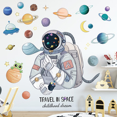 Cosmic Wall Decal Sky Planet Sticker Dreamy Astronaut Wall Decor Sticker Children's Room Wall Background Sticker