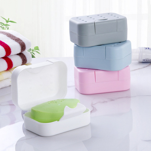Travel portable soap box with lock and lid, sealed waterproof soap holder, soap box with absorbent sponge pad