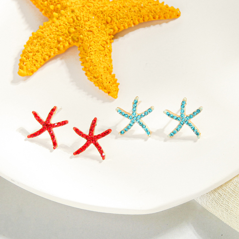 E021548 Japonais Style Sterling Argent Aiguille Boucles D'oreilles Vacances Style Mori Style Mignon Boucles D'oreilles De Femmes Tous-match Mini Starfish Boucles D'oreilles display picture 3