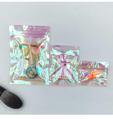 美妝幻彩自封袋服飾夾鏈禮品飾品密封袋子 彩虹膜鐳射包裝自封袋
