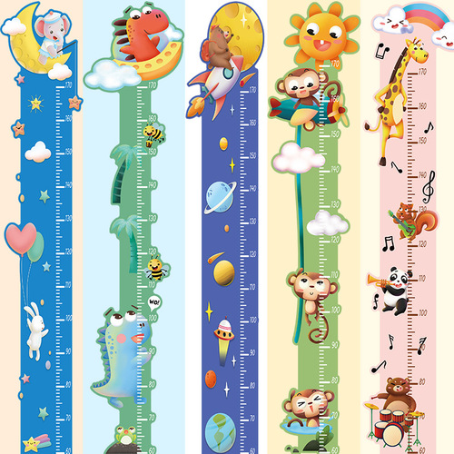 Aike Cartoon Unicorn Dinosaur Wall Sticker Children's Room Height Sticker Background Decoration Removable PVC Self-Adhesive Paper
