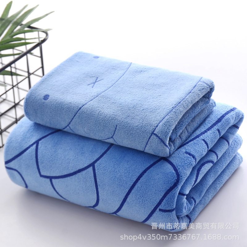 Toalla de baño de tres piezas conjunto absorbente de secado rápido impresión hermosa suave envoltura larga de las mujeres de dibujos animados para adultos Toalla de playa regalo de retorno