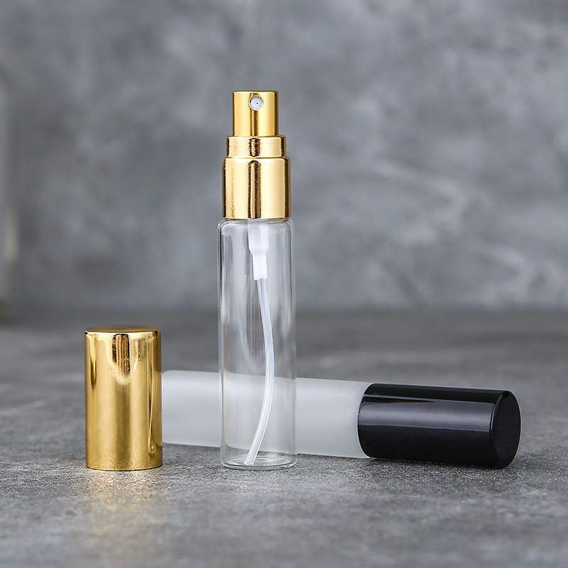 10 Stück Klare Dünne Glas-Parfümflaschen, Tragbare Probenfläschchen, Leere Nachfüllbare Mini-Mattglas-Sprühflaschen für Reisen – Detail 9