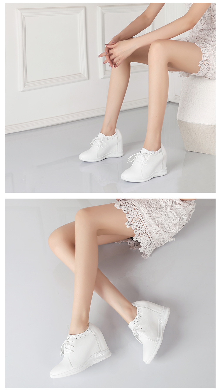 Giày sneaker nữ tăng chiều cao đế dày phong cách đơn giản thoải mái — màu đen chi tiết 5