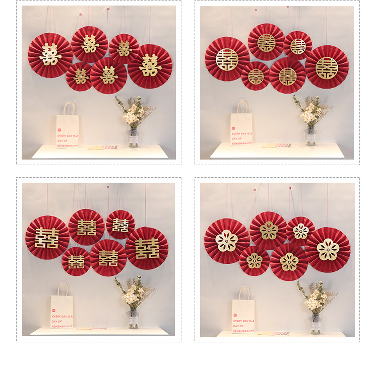 Wholesale Origami Pearl Red Paper Flower Fan Wedding Room Decoration Nihaojewelry display picture 2