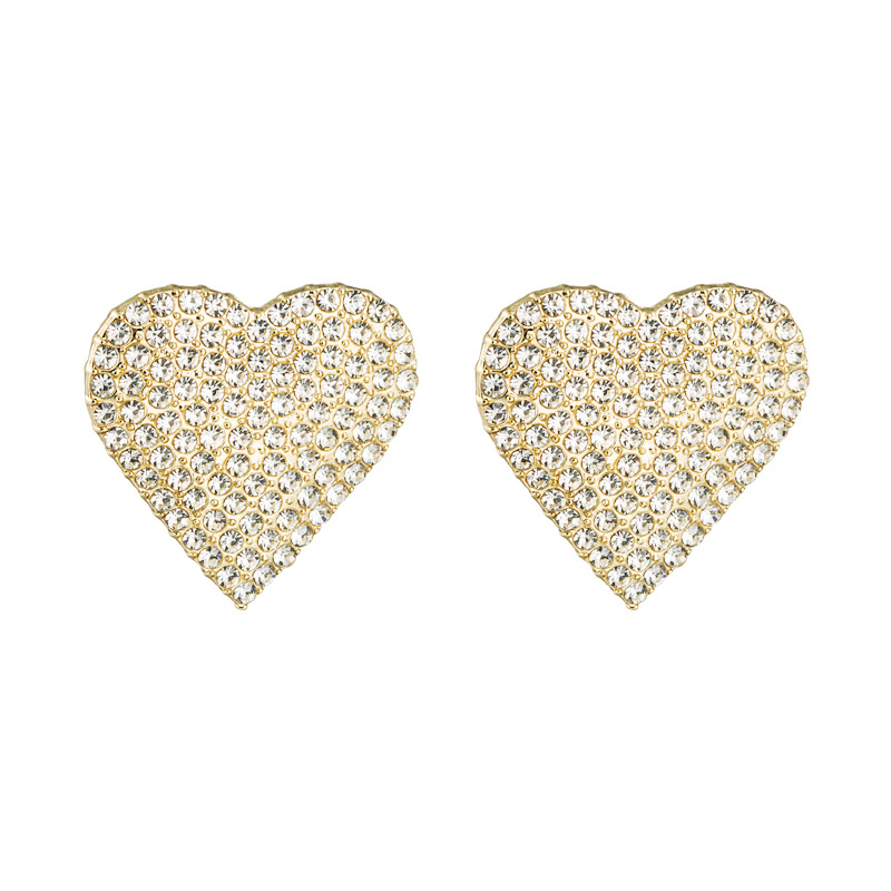 S925 Silver Needle  Korea New  Trendy  Heart-shaped Alloy Full Of Diamonds  Earrings display picture 6