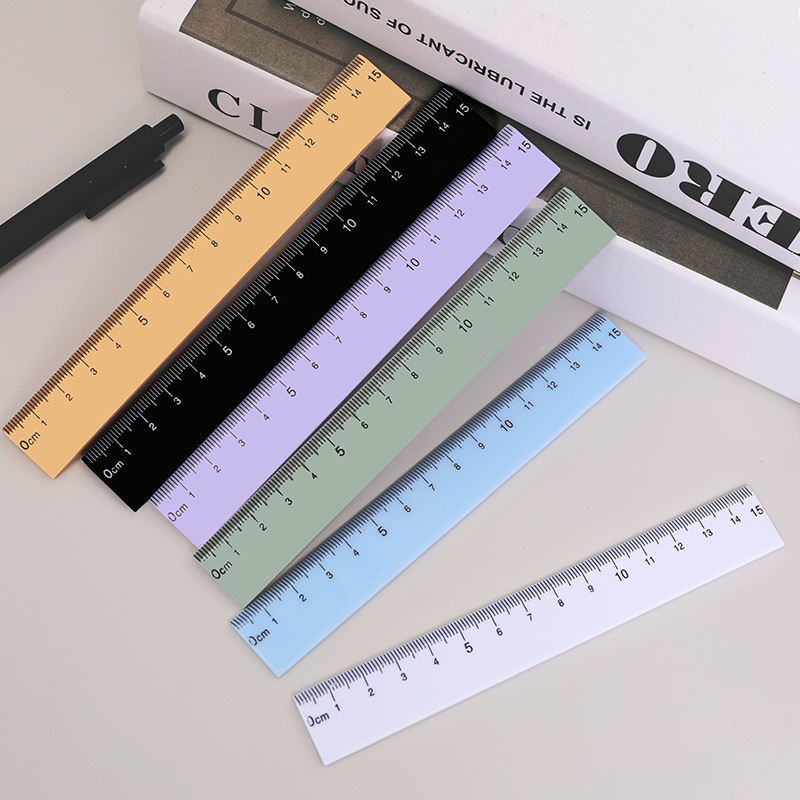 简约莫兰迪直尺学生划线绘图纯色刻度尺学习办公测量工具尺子15cm