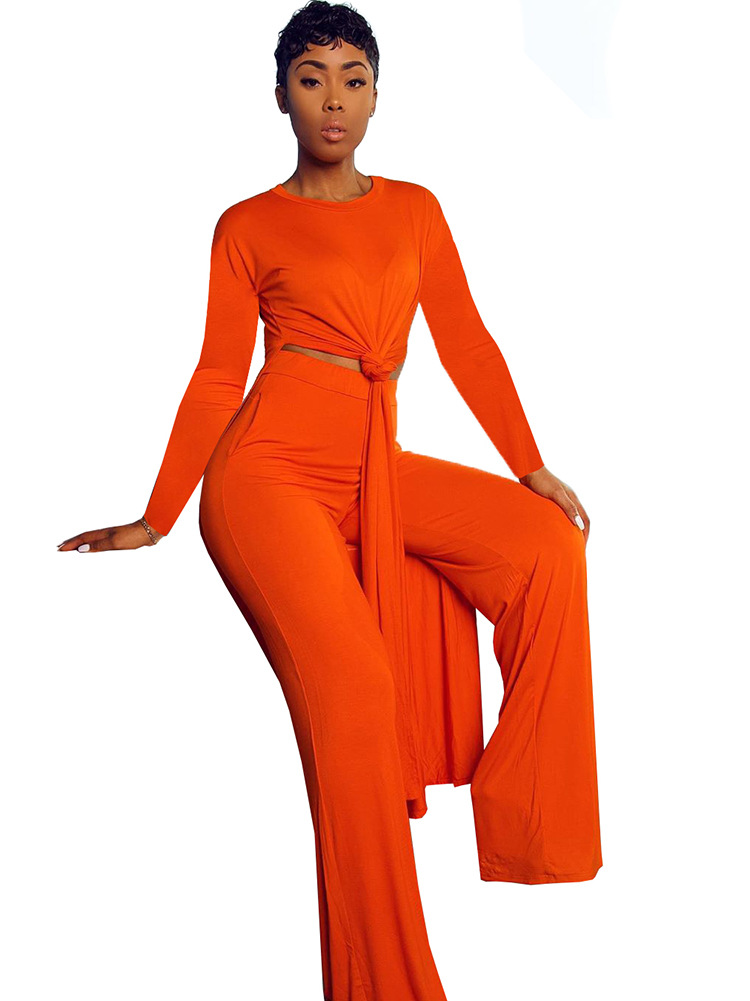 solid color top & pants two-piece set Nihaostyles wholesale clothing vendor NSMDJ75038