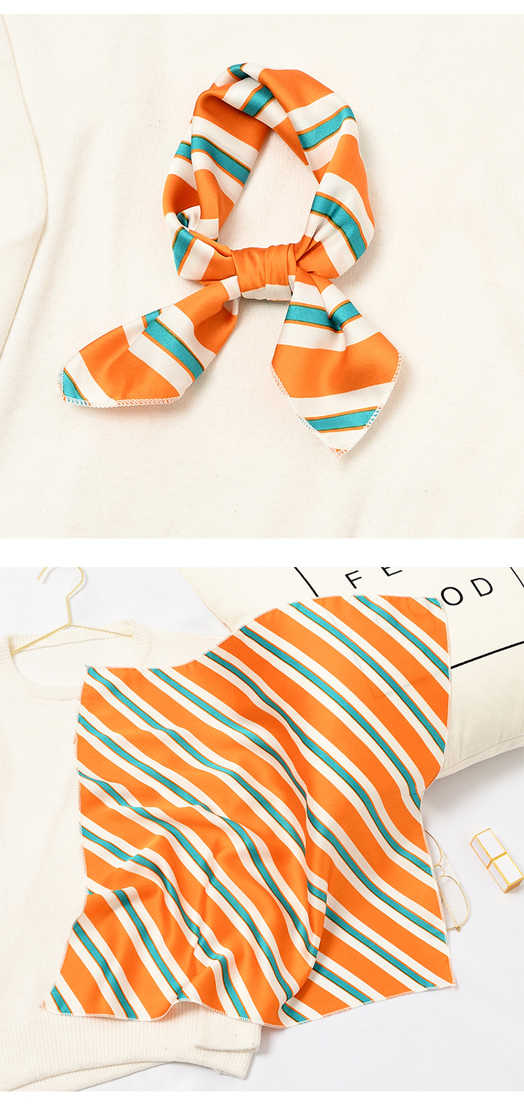 24g Weight Silk Scarf Classification Street Occasion Satin Material Geometric Pattern Spring, Autumn Season Women'S Gender Sweet Style Square Scarf Women's All-match Autumn And Winter Literature And Art Small Silk Scarf Retro Scarf 8