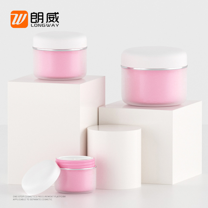 30-150g R-ángulo de doble capa crema botella Rosa cosméticos sub-botella crema caja de crema al por mayor