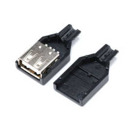 上下盖USB插座 上下壳USB母头 A母焊线式母座带塑料外壳 10套一包