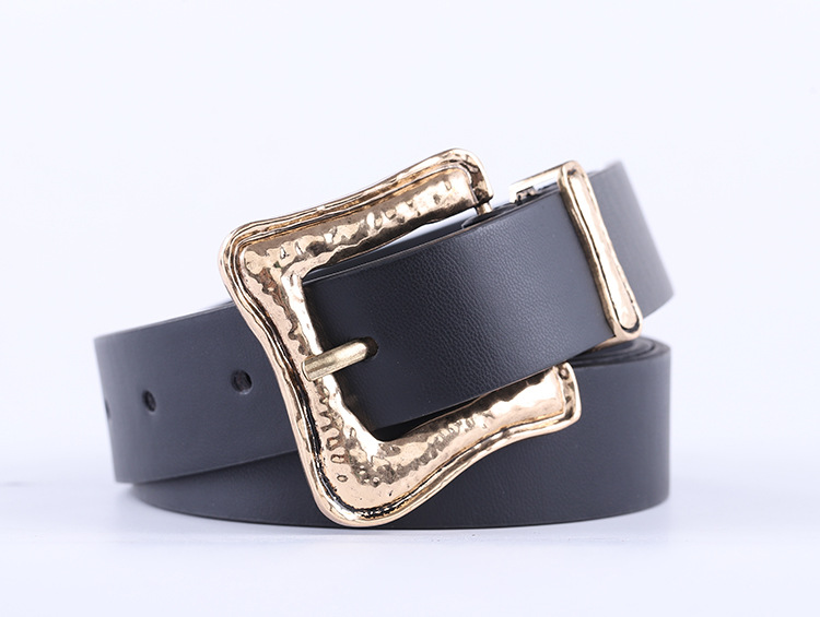 Combination With Black Gold Buckle Belt Ladies Fashion Pattern Pin Buckle Decorative Belt Women Wholesale Nihaojewelry display picture 3