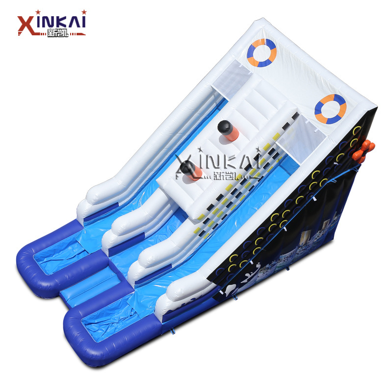移动水上乐园充气攀岩滑梯 户外游泳池充气滑梯水池 泰坦尼克滑梯