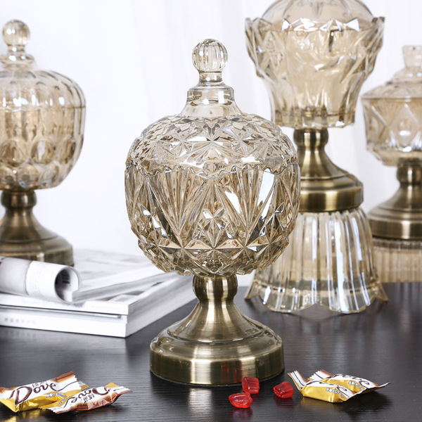 European -style luxury crystal glass sugar tank storage tank candy…