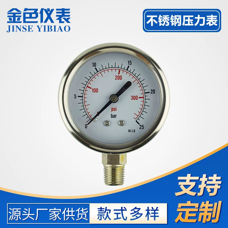 Большое количество, льготное лечение, манометр из радиальной нержавеющей стали Y63 по индивидуальному заказу производителя Cixi, манометр, маслонаполненный манометр