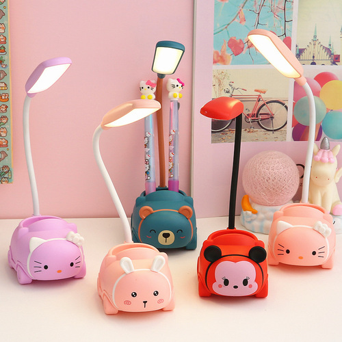 Cartoon Cute Pet Pig Charging Small Desk Lamp LED Foldable USB Children's Charging Eye Protection Desktop Night Light Gift