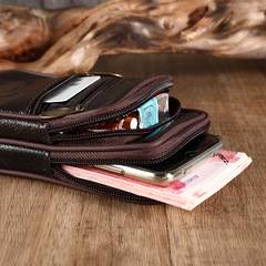 男士高低豎版腰包 新款牛皮穿皮帶手機腰包休閒手機包廠家批發