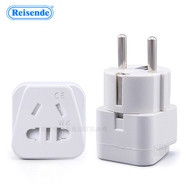 WK-9新国标转德标插头 德国法国韩国旅行转换器 CE全铜高脚德规