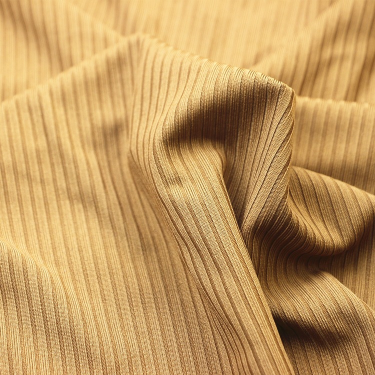 涤纶氨纶罗纹螺纹布服装面料针织纬编双面布低弹涤弹力4×2罗纹布