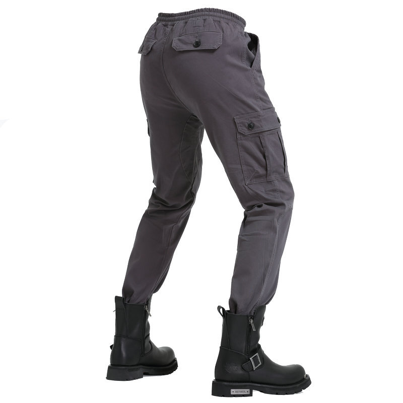 Pantalones atados al tobillo de los hombres del verde del ejército pantalones casuales sueltos de la motocicleta del lazo pantalones de la motocicleta de la moda del Workwear del multi-Bolso de los hombres