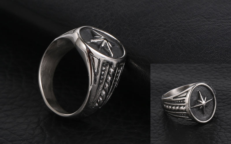 1 Piece Quantity Vintage Style Star Titanium Steel Polishing Men's Rings Punk Rings