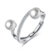 Fashionable elegant zirconium with bow, one size ring from pearl, micro incrustation, wholesale