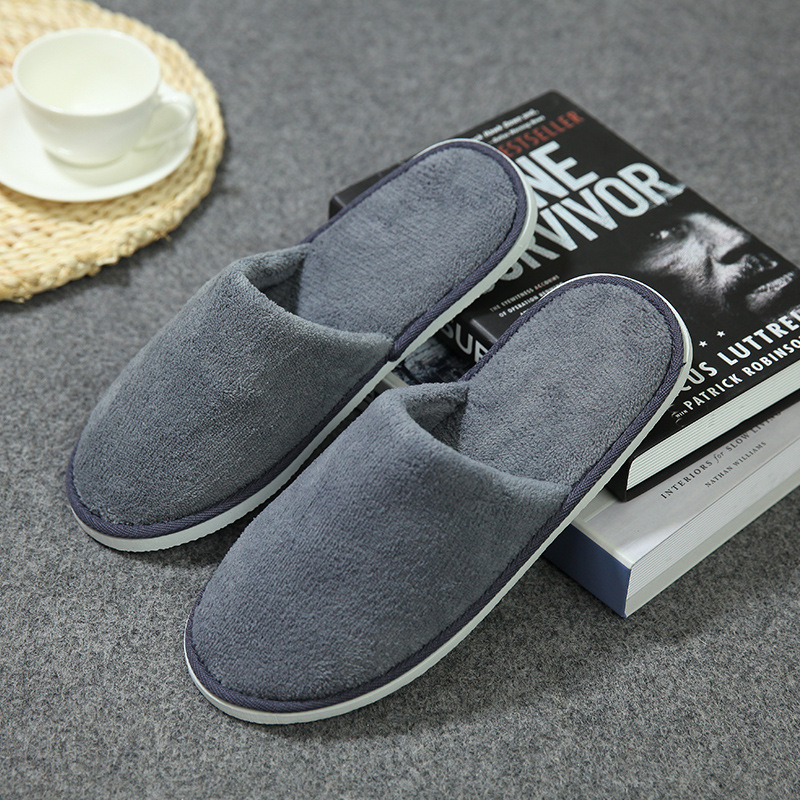 [No. 044] Washable coral velvet slippers (grey)