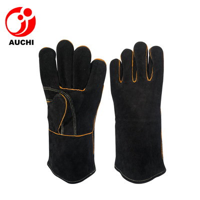 customized cowhide Electric welding glove barbecue High temperature resistance glove heat insulation Kevlar protect Labor insurance glove Cross border Manufactor
