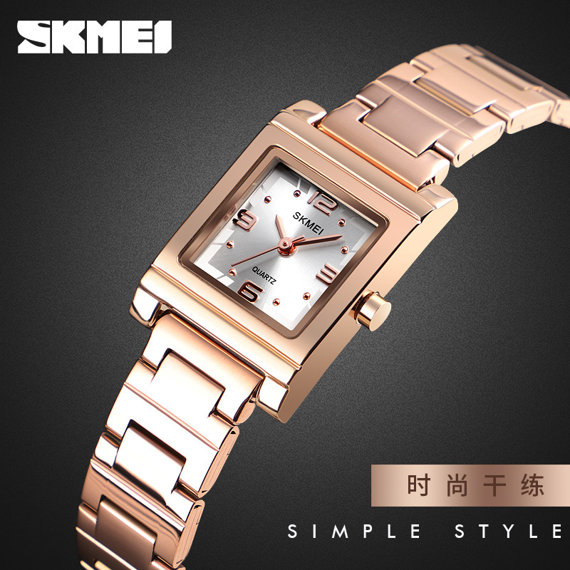 Skmei cuadrado de las mujeres reloj de cuarzo simple impermeable moda pequeño estudiante reloj de mujer 1388