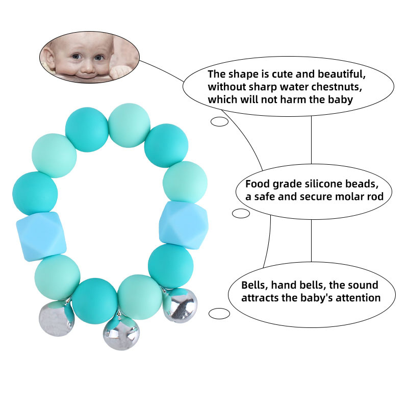 Bebé creativo sonando juguete mordedor Nueva campana de silicona teether pulsera dientes infantiles molienda palo