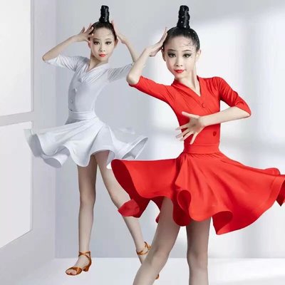 专业少儿拉丁舞服女童拉丁舞裙比赛演出服标准规定考级拉丁服春夏|ru