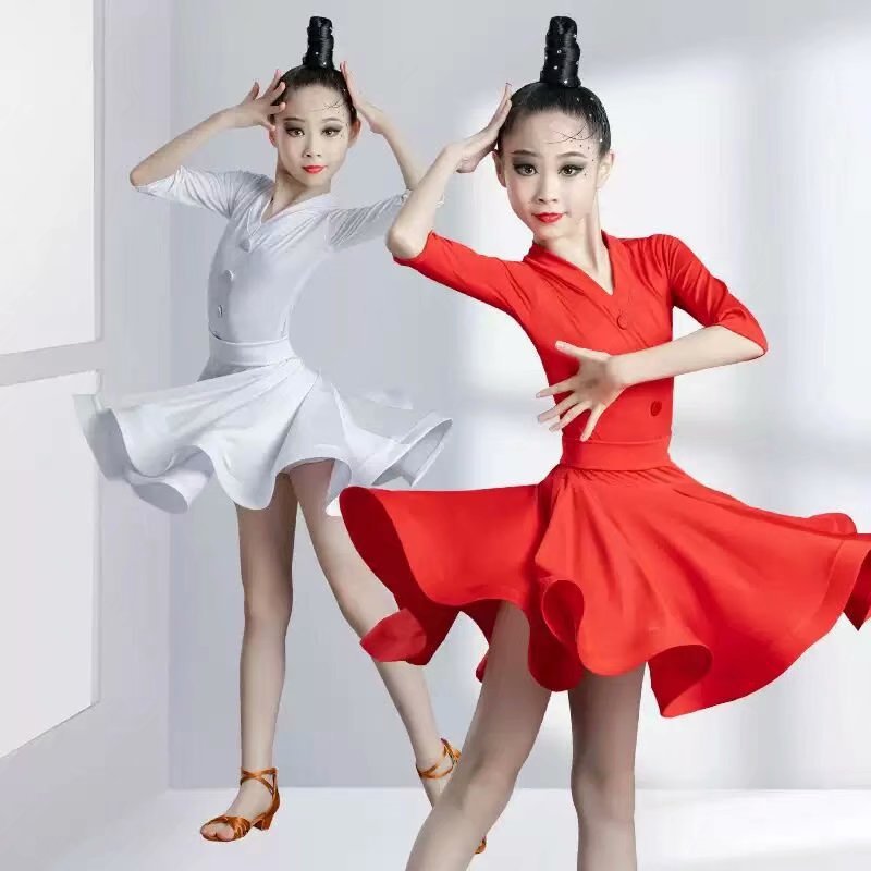 专业少儿拉丁舞服女童拉丁舞裙比赛演出服标准规定考级拉丁服春夏|ru