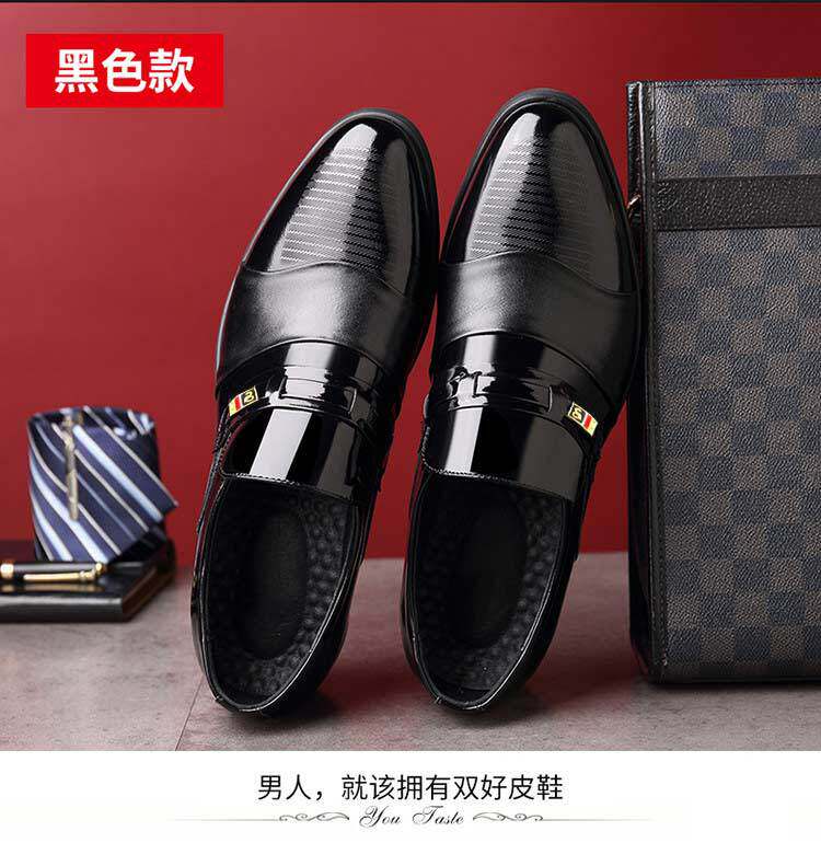 Giày da nam công sở mũi nhọn cổ thấp kiểu lười, form rộng — Giày một lớp màu nâu, Giày một lớp màu đen chi tiết 5