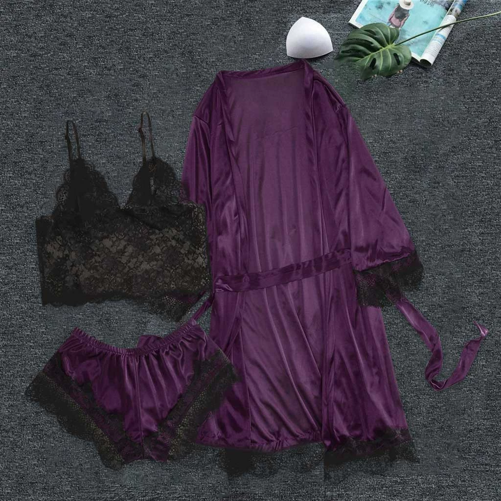 (Cross-border trading), lace underwear, set, bathrobe, 3 piece set, lifting effect
