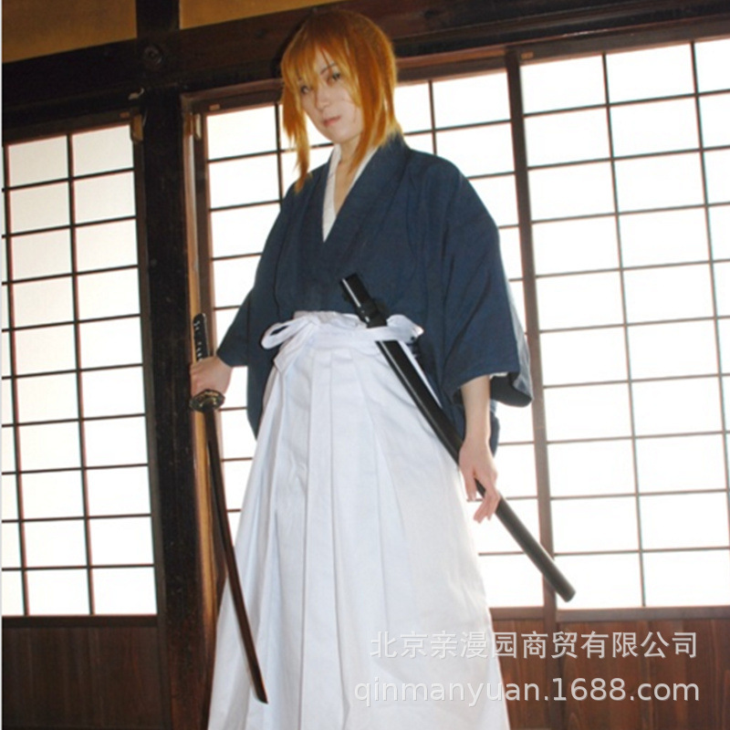 浪客剑心绯村剑心cos服男蓝色剑道和服漫展万圣节cosplay服装现货-阿里巴巴