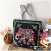 Retro knitted one-shoulder bag, backpack, ethnic cloth, with embroidery, ethnic style