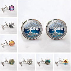 Alibaba.com Hot Sale Life Tree Time Gem Men's Shirt Metal Crystal Cufflinks French Style