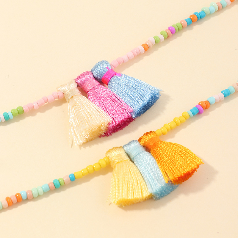 Hot-selling Popular Bohemian Style Handmade Colorful Rice Beads Tassel Necklaces Wholesale display picture 3