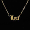 Glossy accessory, zodiac signs stainless steel with letters, necklace, pendant, chain for key bag 