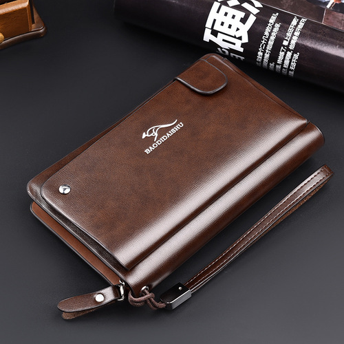 Baguette Kangaroo Men's Handbag Large Capacity Hand Carry Bag Single Zip Business Men's Hand Grab Bag 2012 Cross-border Supply