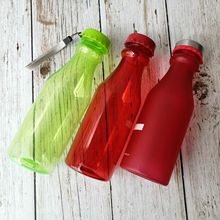 单层塑料汽水瓶子汽水瓶塑料杯透明磨砂便携摔不破密封吊带奶茶杯