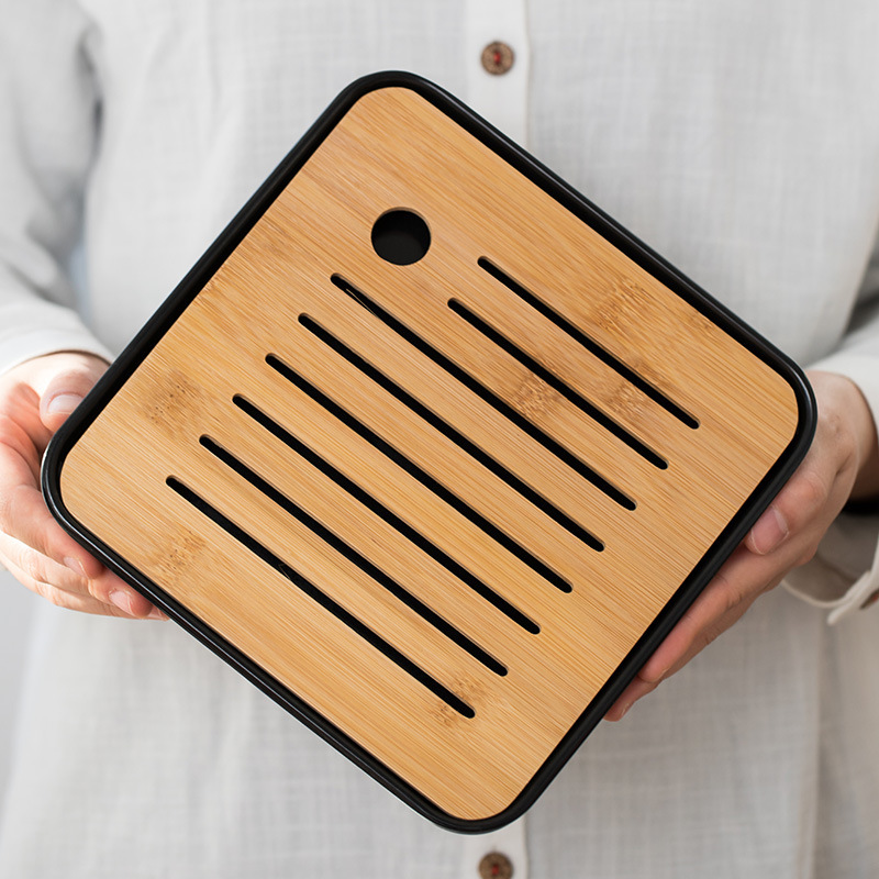 Minimalist Kung Fu Tea Tray Set, Mini Water Storage Melamine Dry Brewing Japanese-Style Small Tea Table, Bamboo Tea Tray in Japanese Style