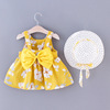 Summer cute dress with sleeves with bow sleevless, Korean style, children's clothing, floral print